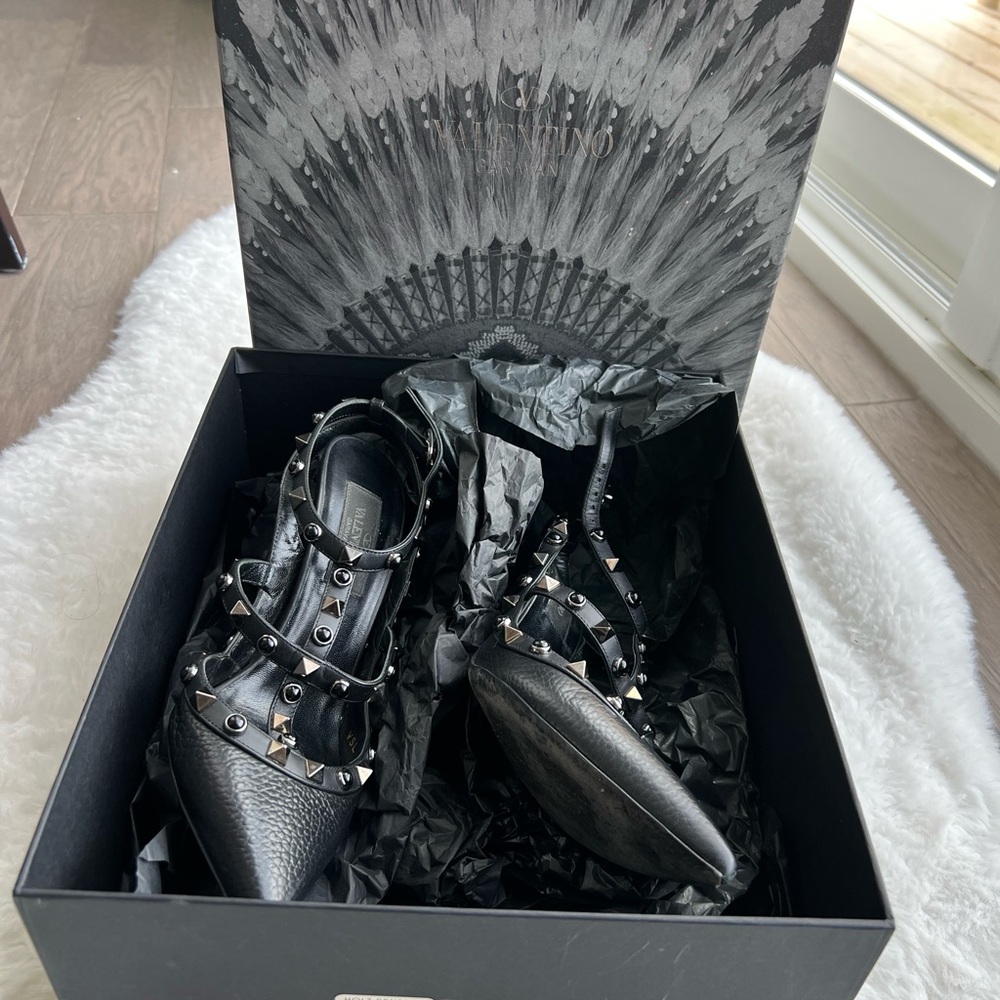 Authentic Valentino Black Studded Stiletto Heels black on black